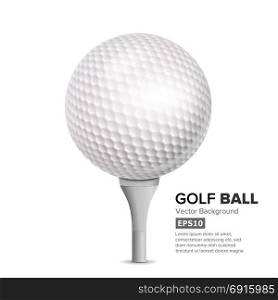 Golf Ball On White Tee. Vector. Golf Ball On White Tee. Vector Realistic Illustration