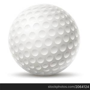 Golf ball. Realistic white sphere with small dimples isolated on white background. Golf ball. Realistic white sphere with small dimples