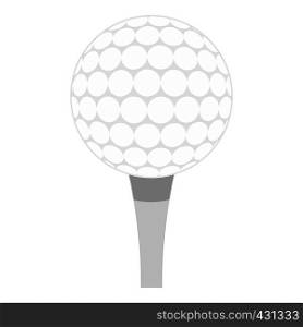 Golf ball with tee icon flat isolated on white background vector illustration. Golf ball with tee icon isolated