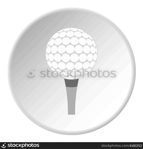 Golf ball with tee icon in flat circle isolated vector illustration for web. Golf ball with tee icon circle