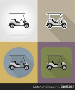 golf car flat icons vector illustration isolated on background