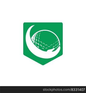 Golf Care vector logo design template. Golf ball and hand icon. 