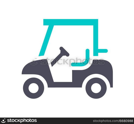 Golf cart, gray turquoise icon on a white background. New gray turquoise icon on a white background
