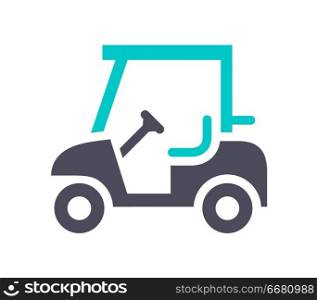 Golf cart, gray turquoise icon on a white background. New gray turquoise icon on a white background