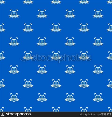 Golf club emblem pattern repeat seamless in blue color for any design. Vector geometric illustration. Golf club emblem pattern seamless blue