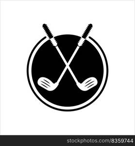 Golf Club Icon, Golf Stick Icon, Gold Sport Stick Icon Vector Art Illustration