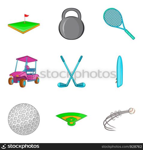 Golf club icons set. Cartoon set of 9 golf club vector icons for web isolated on white background. Golf club icons set, cartoon style