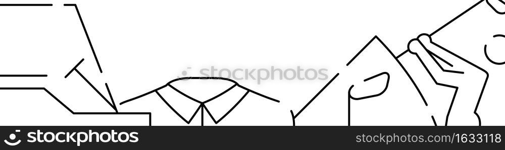 Golf club related horizontal banner or bottom border template background. Flat line vector illustration isolated on white.. Golf club related horizontal banner or border template. Flat line vector illustration isolated on white