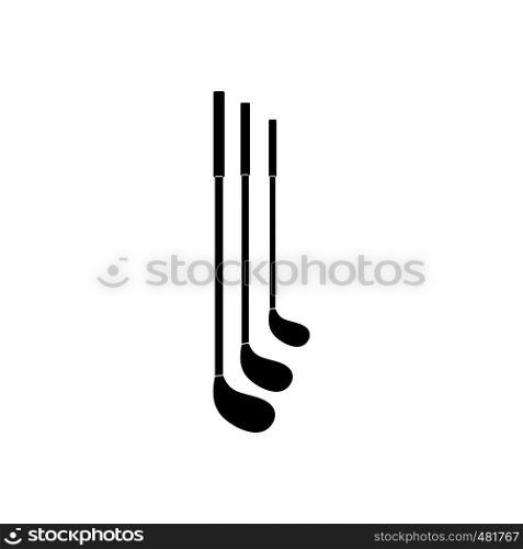 Golf clubs black simple icon isolated on white background. Golf clubs black simple icon