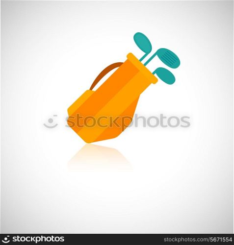 Golf clubs in orange bag icon isolated on white background vector illustration