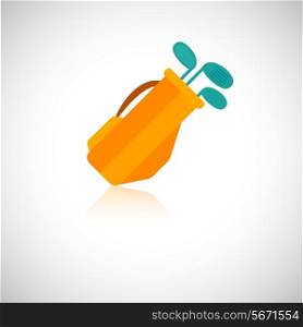 Golf clubs in orange bag icon isolated on white background vector illustration