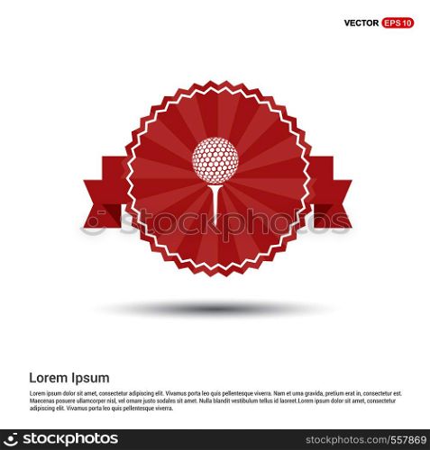 Golf crossed tees icon - Red Ribbon banner