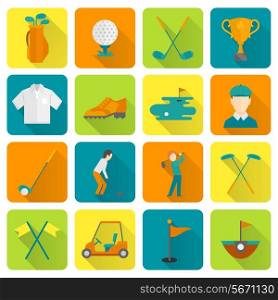 Golf cup bag championship course icons set isolated vector illustration