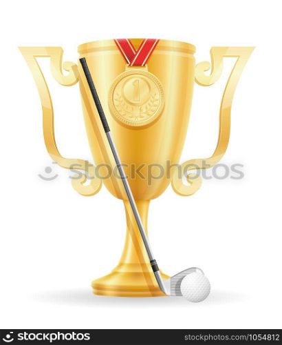 golf cup winner gold stock vector illustration isolated on white background