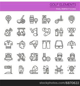 Golf Elements , Thin Line and Pixel Perfect Icons