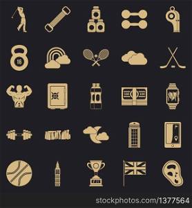 Golf equipment icons set. Simple set of 25 golf equipment vector icons for web for any design. Golf equipment icons set, simple style