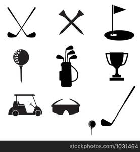 golf icon set on white background. flat style. golf and equipment symbol. golf sign.