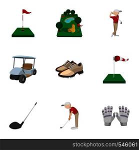 Golf icons set. Cartoon illustration of 9 golf vector icons for web. Golf icons set, cartoon style