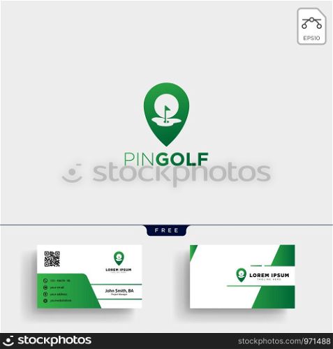 golf location or Map logo template vector illustration and business card design. golf location or Map logo template and business card design