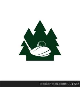 Golf pine tree vector logo design. Golf club inspiration logo design.