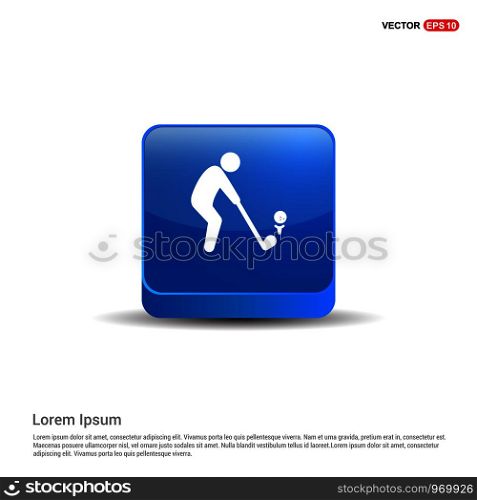 Golf Player Icon - 3d Blue Button.
