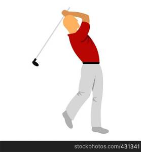 Golf player in a red shirt icon flat isolated on white background vector illustration. Golf player in a red shirt icon isolated