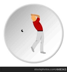 Golf player in a red shirt icon in flat circle isolated vector illustration for web. Golf player in a red shirt icon circle