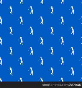 Golf player pattern repeat seamless in blue color for any design. Vector geometric illustration. Golf player pattern seamless blue