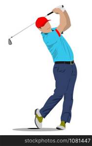 Golf player poster. Vector illustration