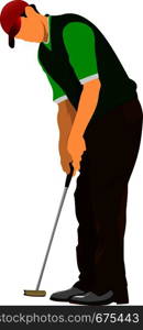 Golf player poster. Vector illustration