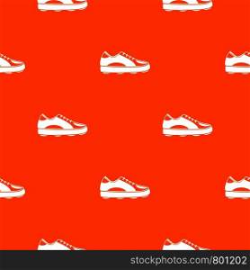 Golf shoe pattern repeat seamless in orange color for any design. Vector geometric illustration. Golf shoe pattern seamless