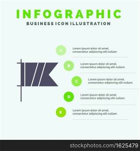 Golf, Sign, Sport, Flag Solid Icon Infographics 5 Steps Presentation Background