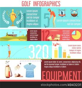 Golf Sport Infographic Retro Cartoon Poster . Golf sport popularity by country in worlds statistics and best equipment choices infographic retro cartoon poster vector illustration