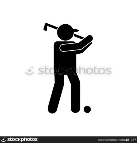 Golfer silhouette black simple icon isolated on white background. Golfer silhouette icon