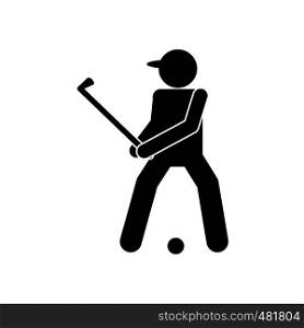 Golfer silhouette black simple icon isolated on white background. Golfer silhouette icon