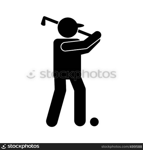 Golfer silhouette flat icon isolated on white background. Golfer silhouette flat icon