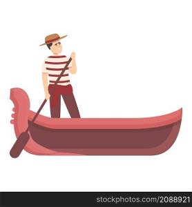 Gondola icon cartoon vector. Venice gondolier. Italian boat. Gondola icon cartoon vector. Venice gondolier