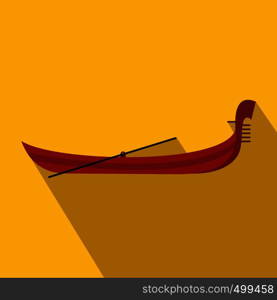 Gondola icon in flat style on yellow background. Gondola icon, flat style