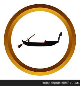 Gondola vector icon in golden circle, cartoon style isolated on white background. Gondola vector icon