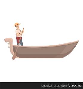 Gondolier guide icon cartoon vector. Venice gondola. Romantic boat. Gondolier guide icon cartoon vector. Venice gondola