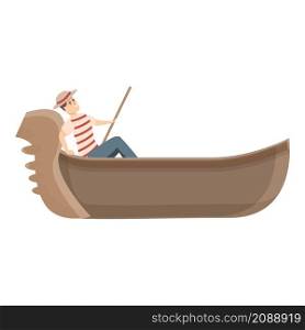Gondolier icon cartoon vector. Venice gondola. Italian boat. Gondolier icon cartoon vector. Venice gondola