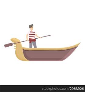 Gondolier man icon cartoon vector. Venice gondola. Italian boat. Gondolier man icon cartoon vector. Venice gondola