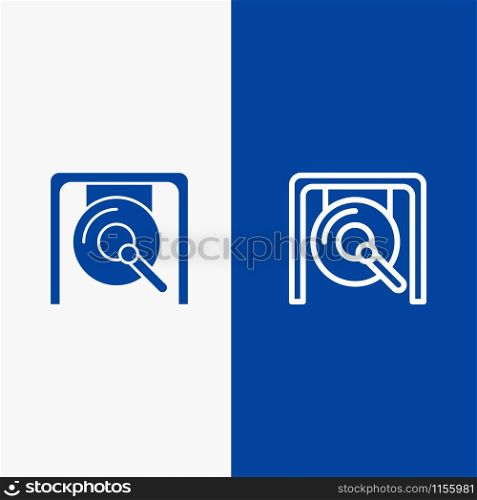 Gong, Music, China, Chinese Line and Glyph Solid icon Blue banner
