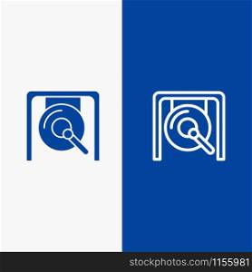 Gong, Music, China, Chinese Line and Glyph Solid icon Blue banner