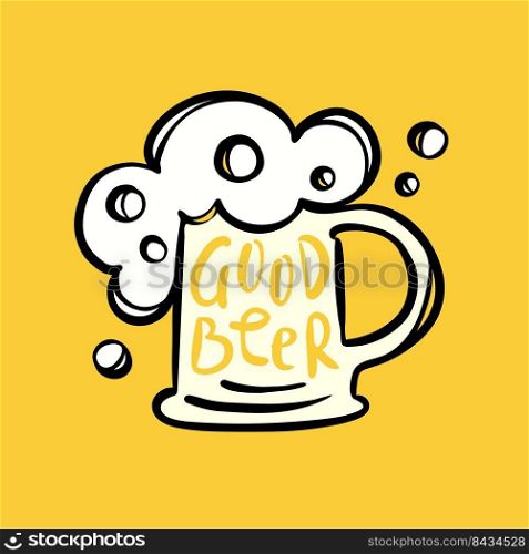 GOOD BEER Lettering Cartoon Drink Vector Illustration Set