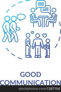 Good communication concept icon. Best friends and family members relationship idea thin line illustration. People emotional support. Vector isolated outline RGB color drawing. Good communication concept icon