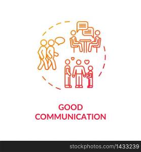 Good communication concept icon. Family relationship and friendship goals idea thin line illustration. People emotional support. Vector isolated outline RGB color drawing. Good communication concept icon