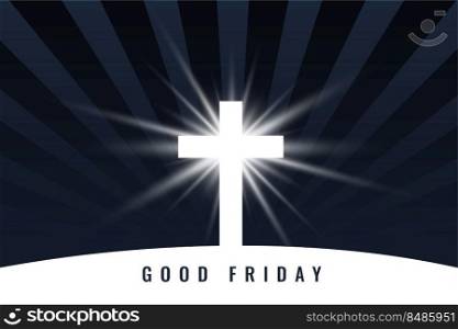good friday cross with divine light glow