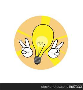 Good idea lamp icon victory of creativity. Good idea lamp icon