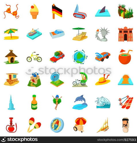 Good journey icons set. Cartoon style of 36 good journey vector icons for web isolated on white background. Good journey icons set, cartoon style